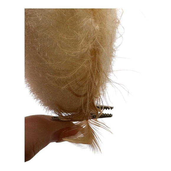 Vintage Flocked White Owl Christmas Ornament Real Feathers Clip-On Hang Bird - Picture 8 of 8